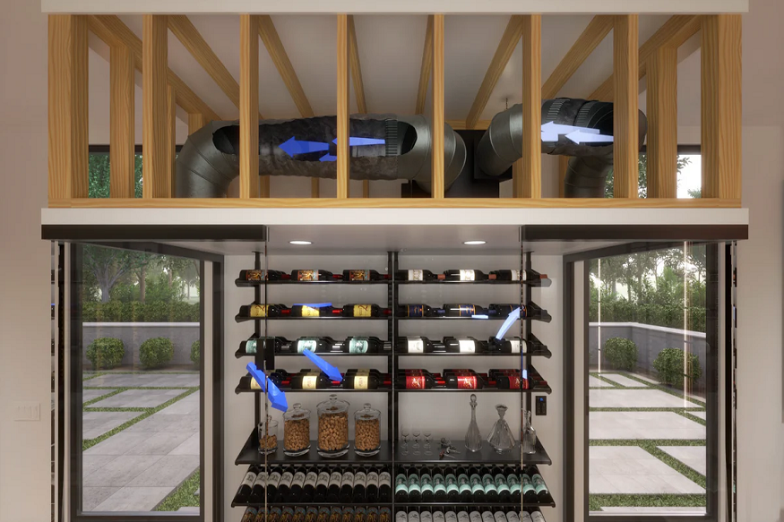 built in ducted wine cooling system